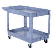 Vestil Plastic Utility Service Cart 2 Shelves 45 In x 25-1/2 In x 33-1/2 In 550 Lb. Gray PLSC-2-2436
