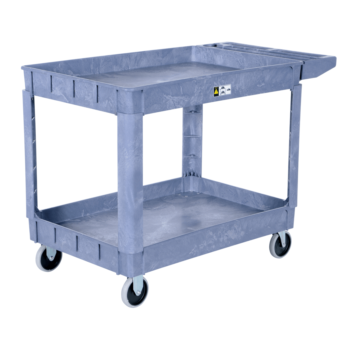 Vestil Plastic Utility Service Cart 2 Shelves 45 In x 25-1/2 In x 33-1/2 In 550 Lb. Gray PLSC-2-2436