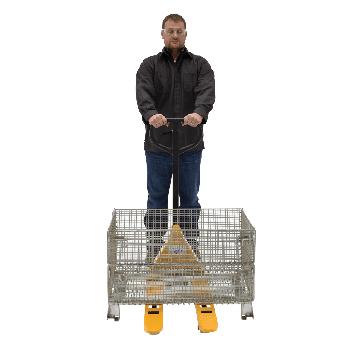 Vestil Steel Mini Hand Pallet Truck 45 In. x 15 In. x 45 In. 1100 Lb. Capacity Yellow PM1-1532-MINI