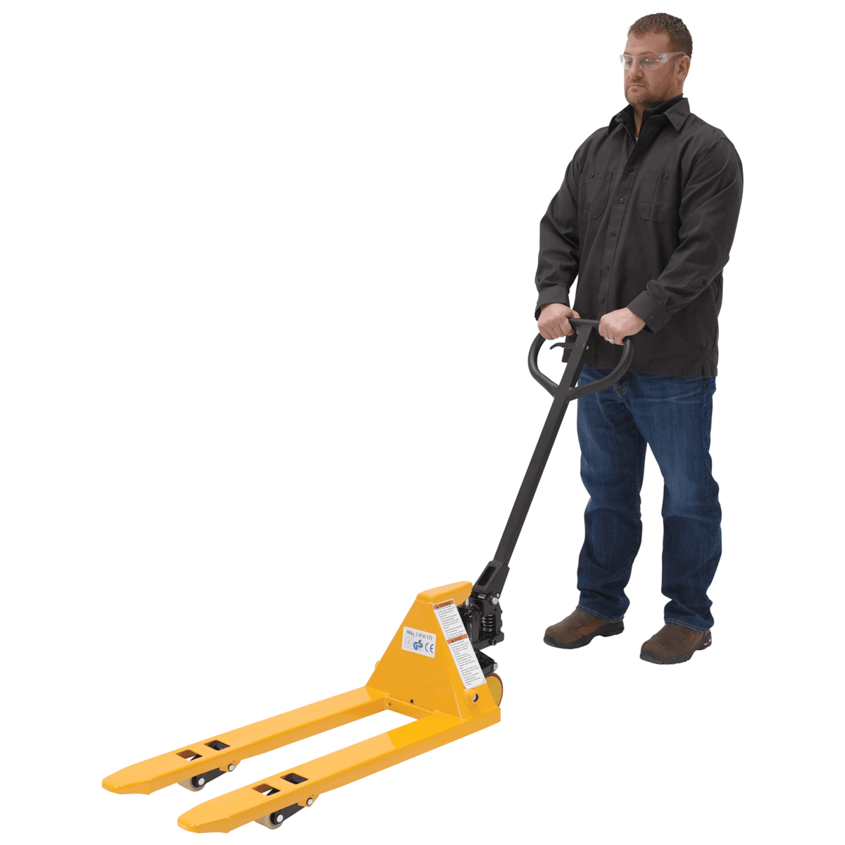 Vestil Steel Mini Hand Pallet Truck 45 In. x 15 In. x 45 In. 1100 Lb. Capacity Yellow PM1-1532-MINI