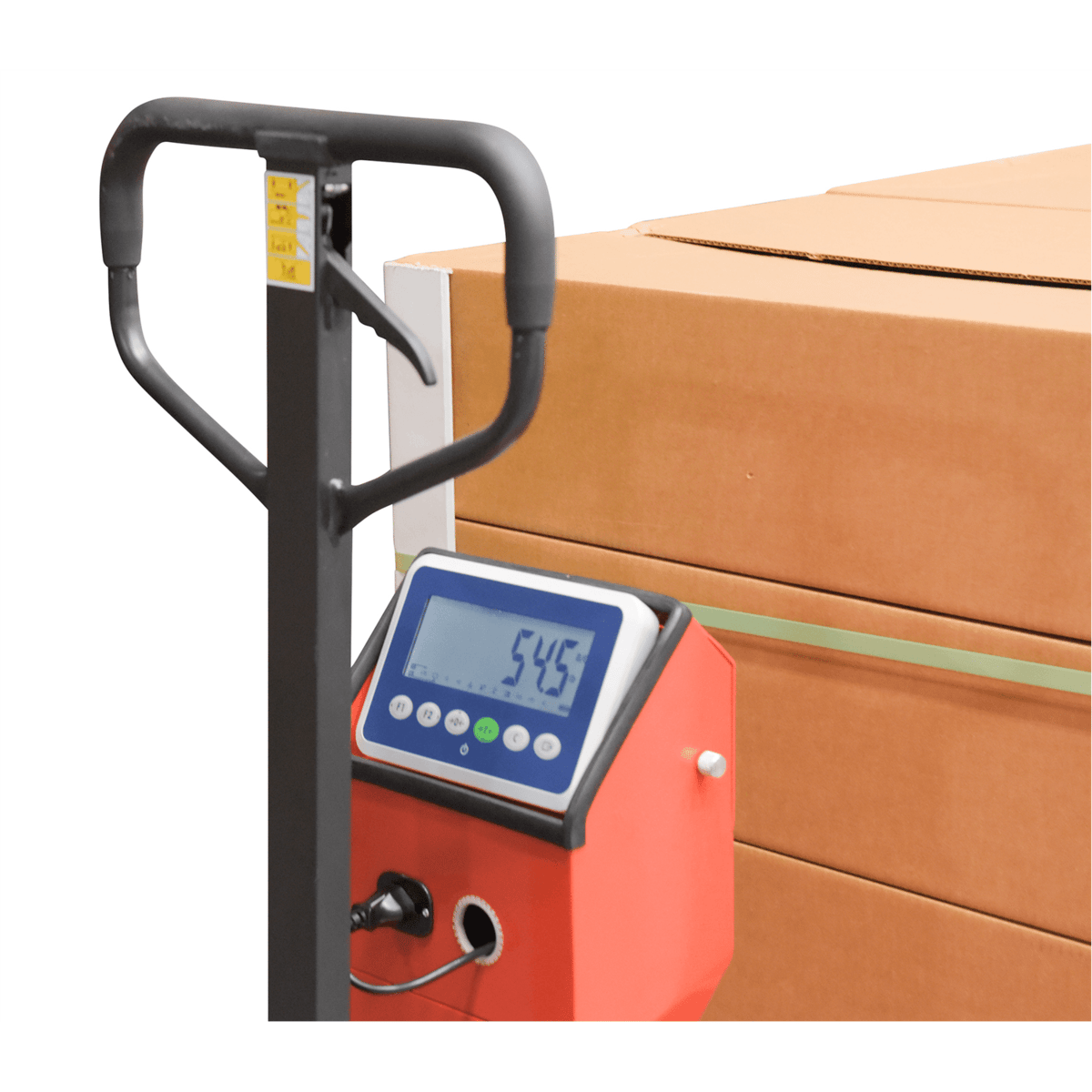 Vestil Steel Low Profile Pallet Truck with Scale 66 In. x 28 In. x 48 In. 5000Lb. Red PM-2748-SCL-LP