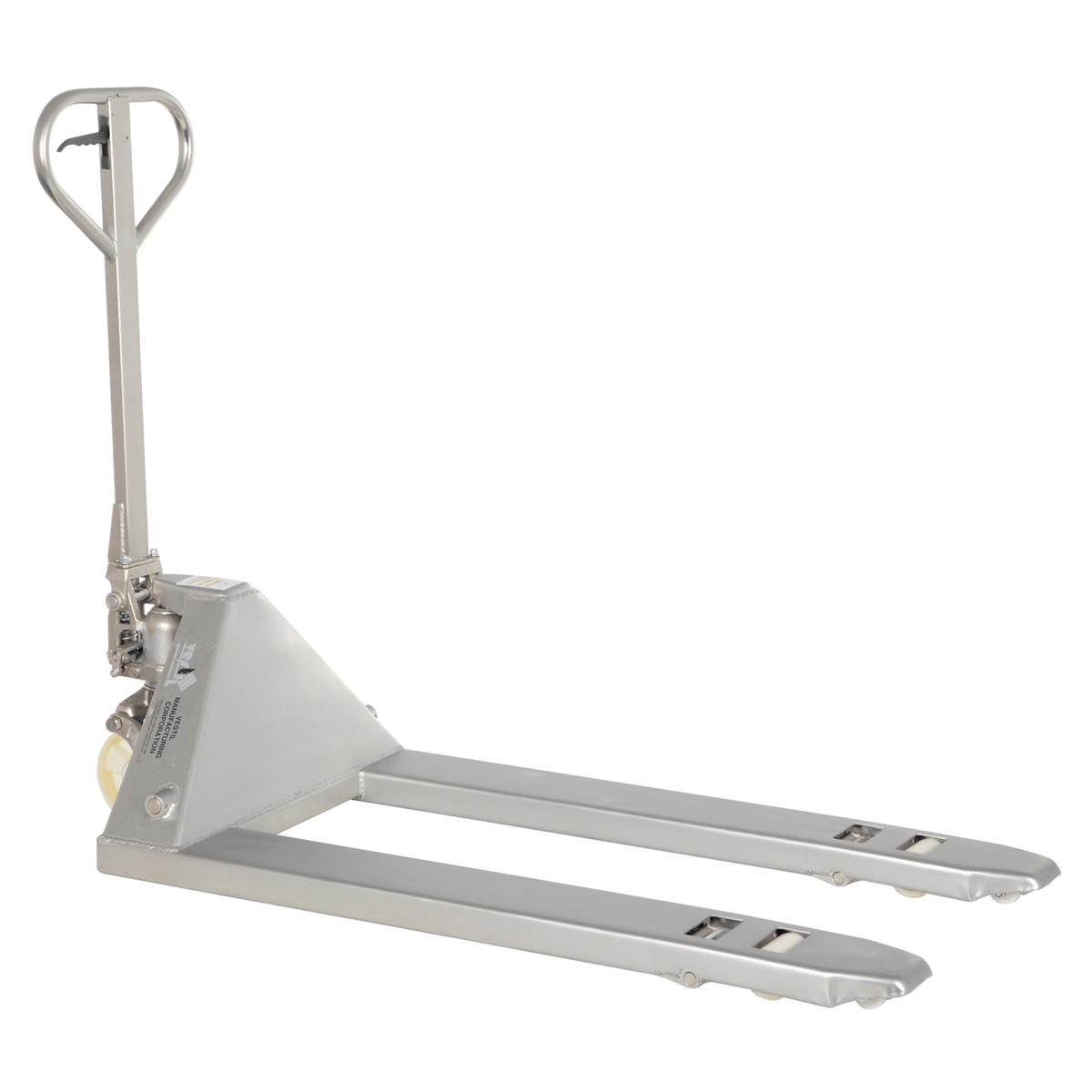 Vestil 304 Stainless Steel Frame Pallet Truck 61 In. x 27 In. x 48 In. 5500 Lb. Silver PM5-2748-SFF