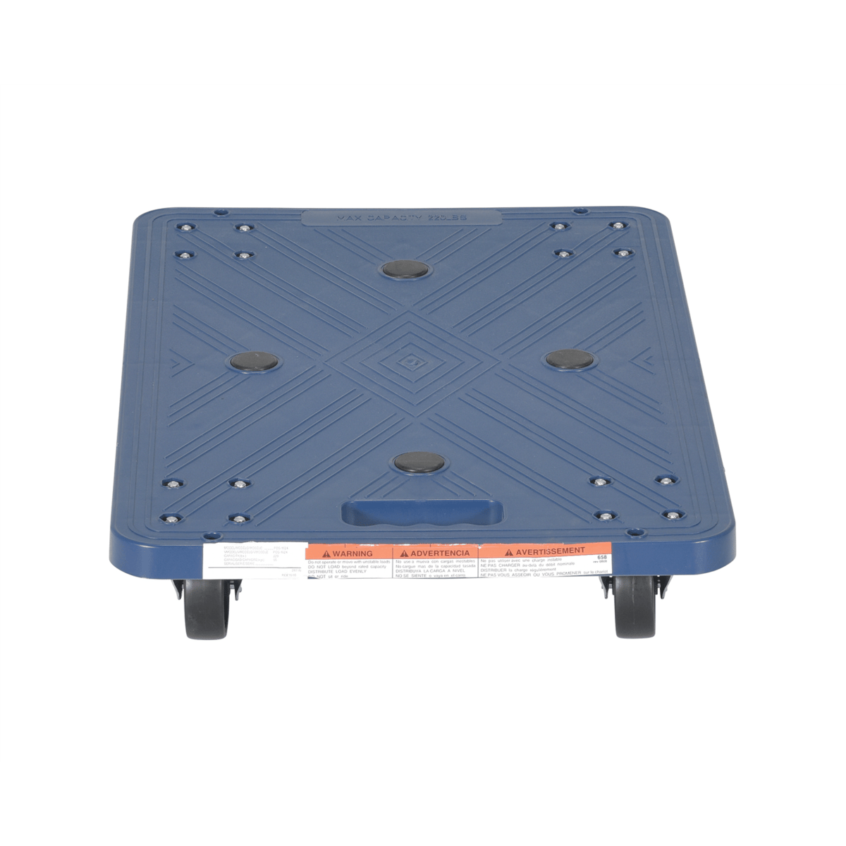 Vestil Polyethylene Dolly 24 In. x 16 In. x 4-7/16 In. 220 Lb. Capacity Blue POS-1624