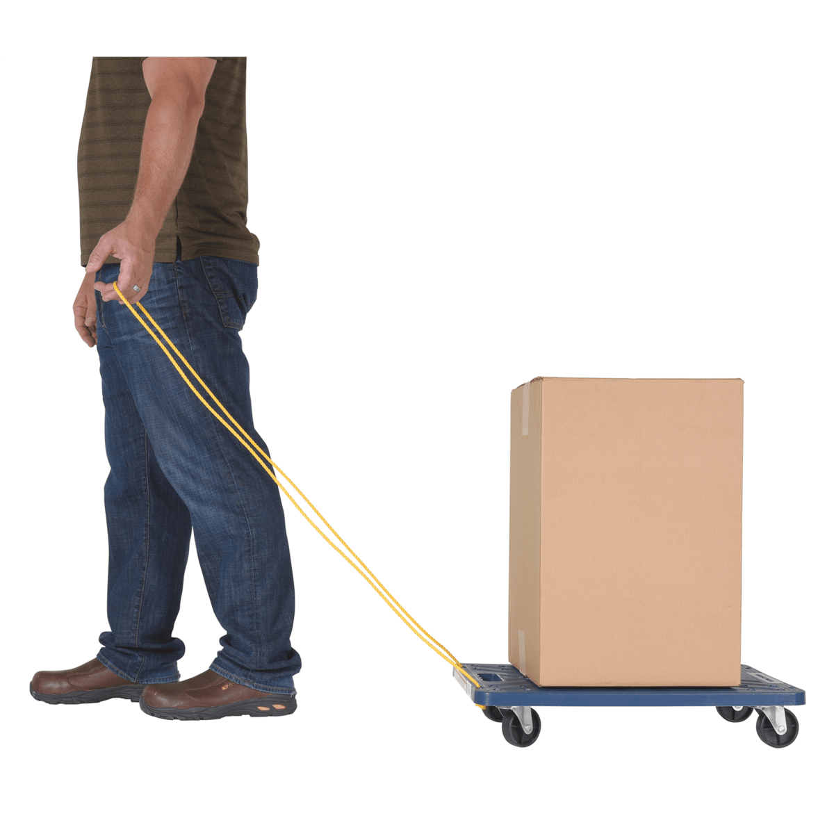 Vestil Polyethylene Dolly with Pull Rope 24 In. x 16 In. x 4-7/16 In. 220 Lb. Blue POS-1624-ROPE
