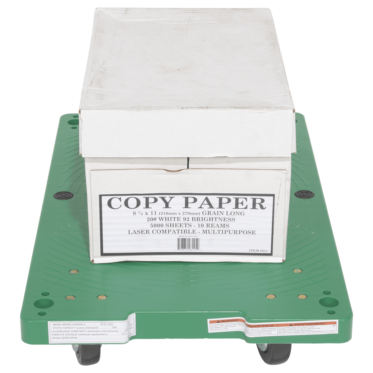 Vestil Polyethylene Dolly 30 In. x 18 In. x 6-5/16 In. 500 Lb. Capacity Green POS-1830