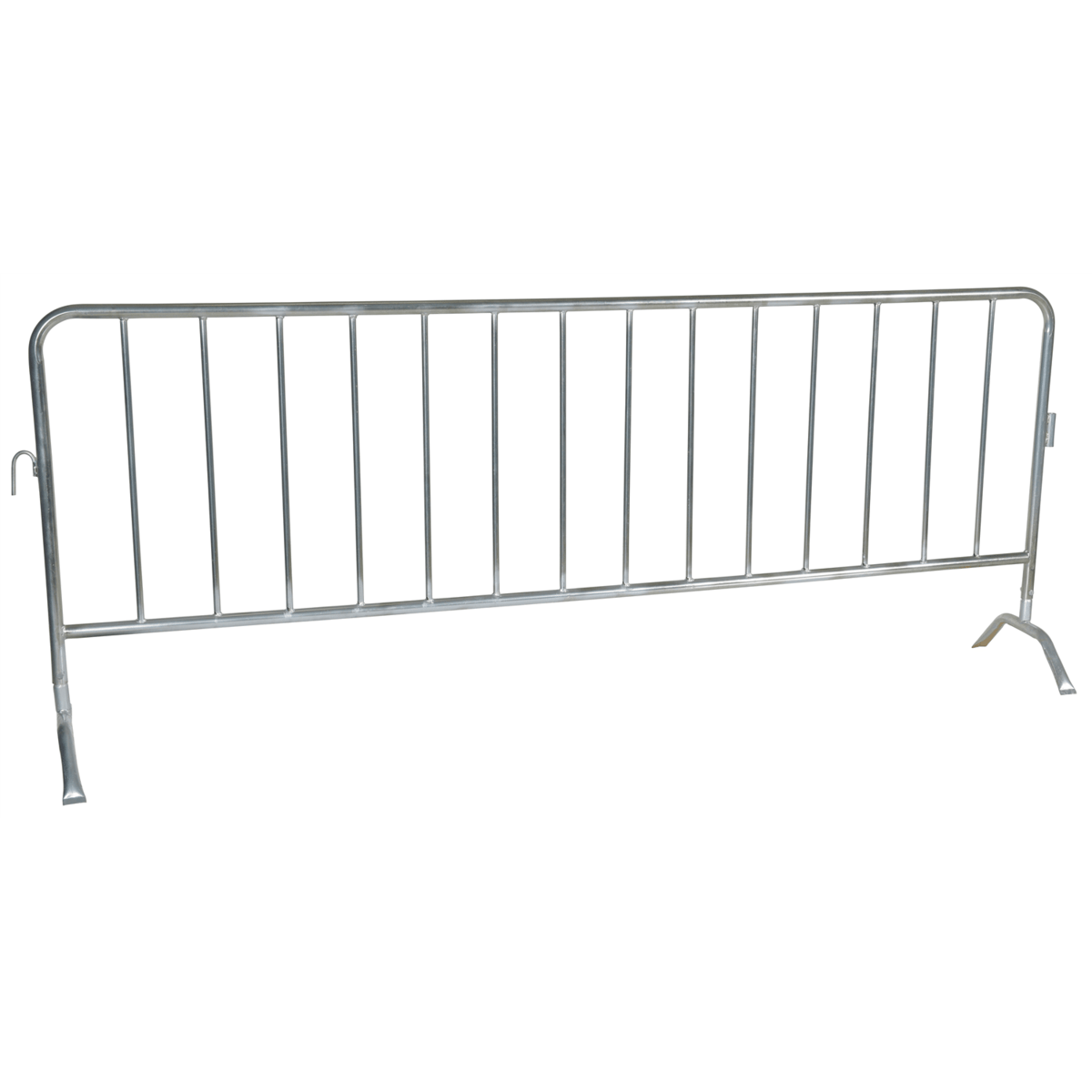 Vestil Steel Crowd Control Interlocking Barrier w/ Curved Feet 101-3/16In Length Silver PRAIL-102-G