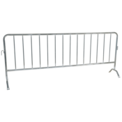 Vestil Steel Crowd Control Interlocking Barrier w/ Curved Feet 101-3/16In Length Silver PRAIL-102-G