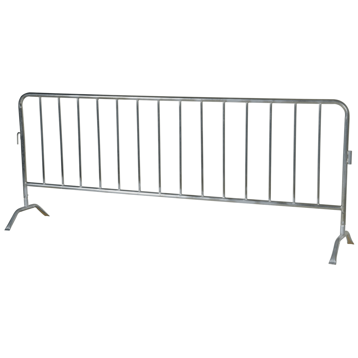 Vestil Steel Crowd Control Interlocking Barrier w/ Curved Feet 101-3/16In Length Silver PRAIL-102-G