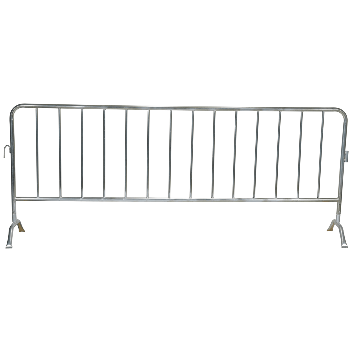 Vestil Steel Crowd Control Interlocking Barrier w/ Curved Feet 101-3/16In Length Silver PRAIL-102-G