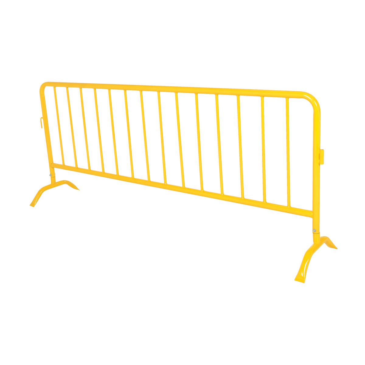 Vestil Steel HD Crowd Control Interlocking Barrier w/Curved Feet 101-3/4In Len. Yel. PRAIL-102-HD-Y