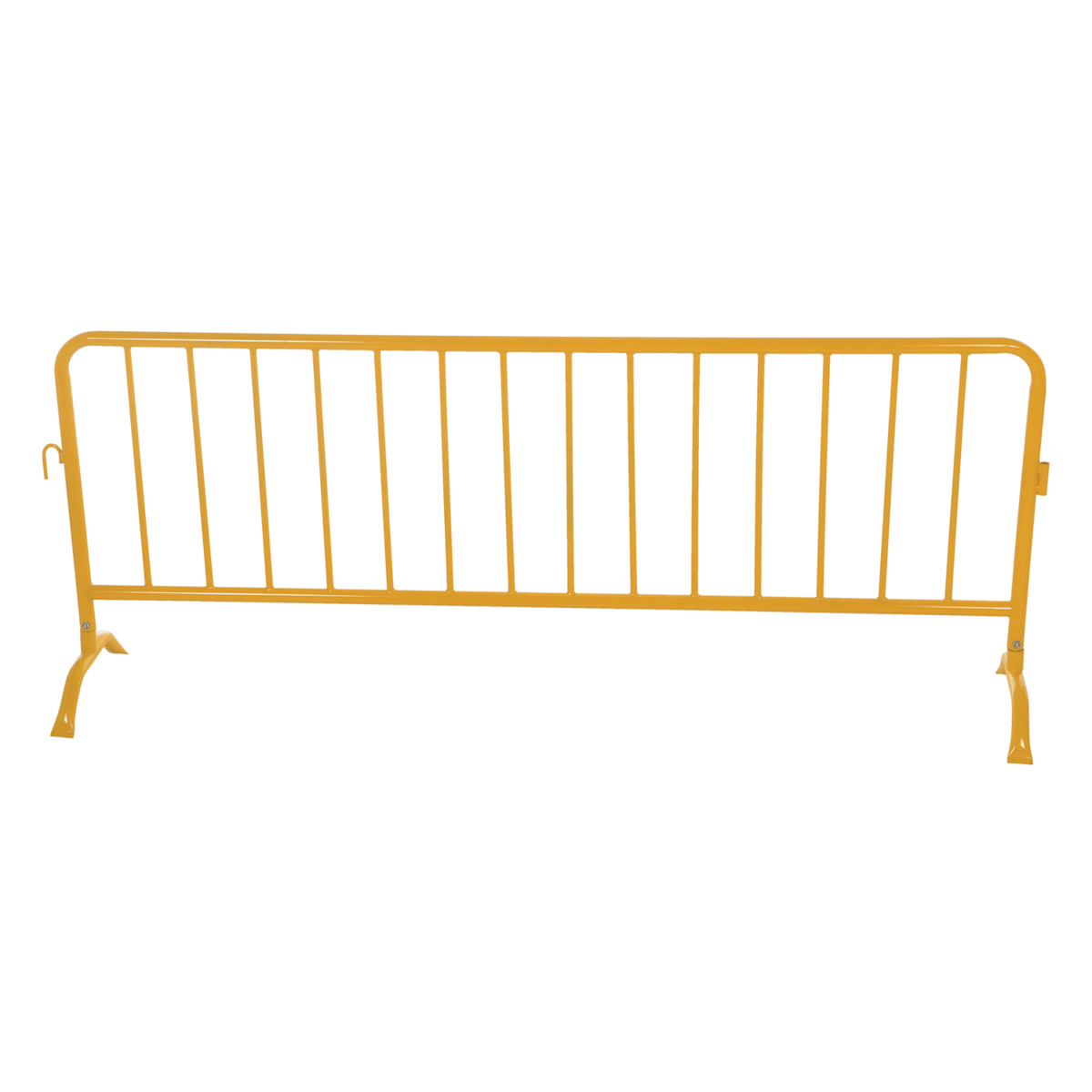 Vestil Steel HD Crowd Control Interlocking Barrier w/Curved Feet 101-3/4In Len. Yel. PRAIL-102-HD-Y