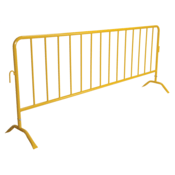 Vestil Steel Crowd Control Interlocking Barrier with Curved Feet 101-3/16 In. Len. Yel. PRAIL-102-Y