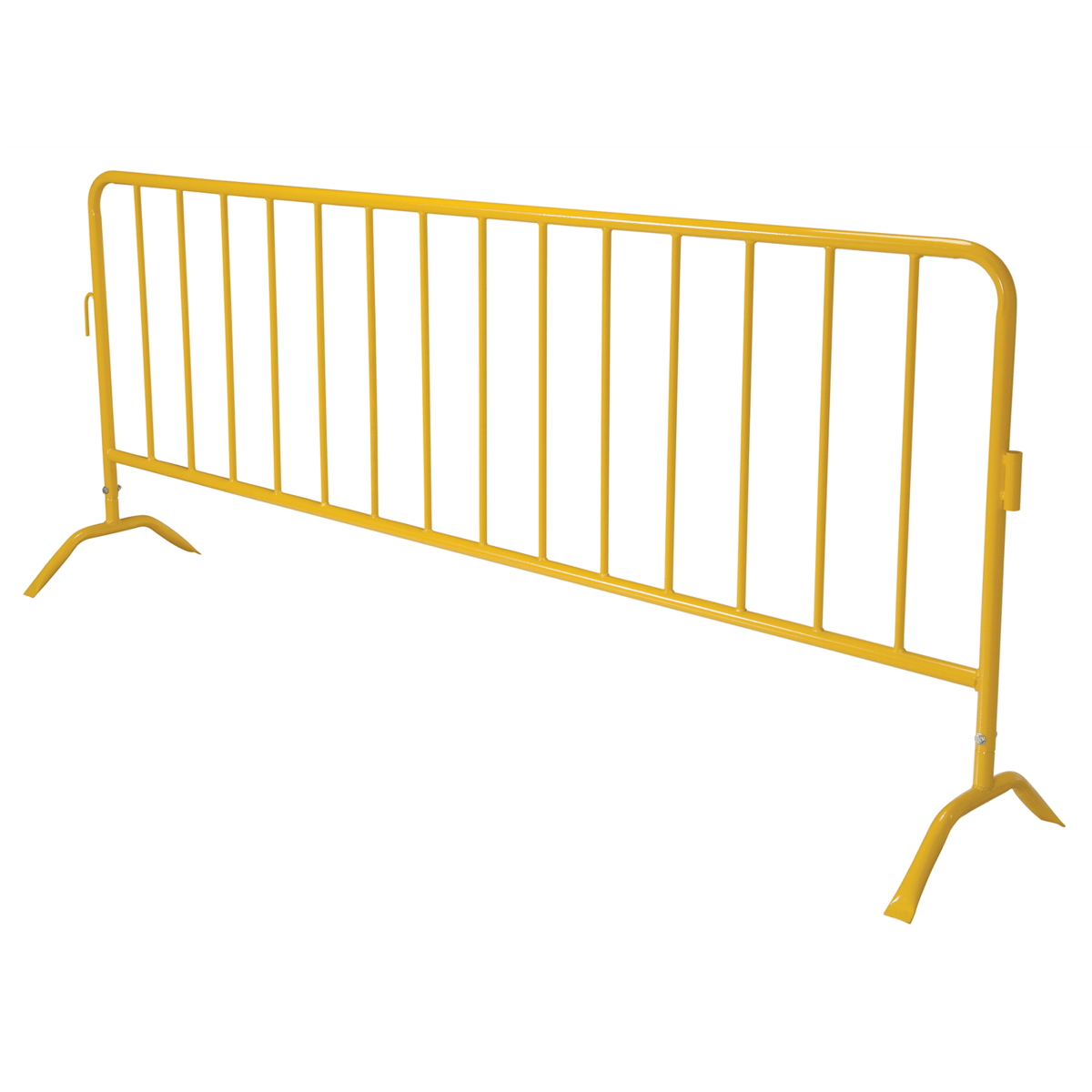 Vestil Steel Crowd Control Interlocking Barrier with Curved Feet 101-3/16 In. Len. Yel. PRAIL-102-Y