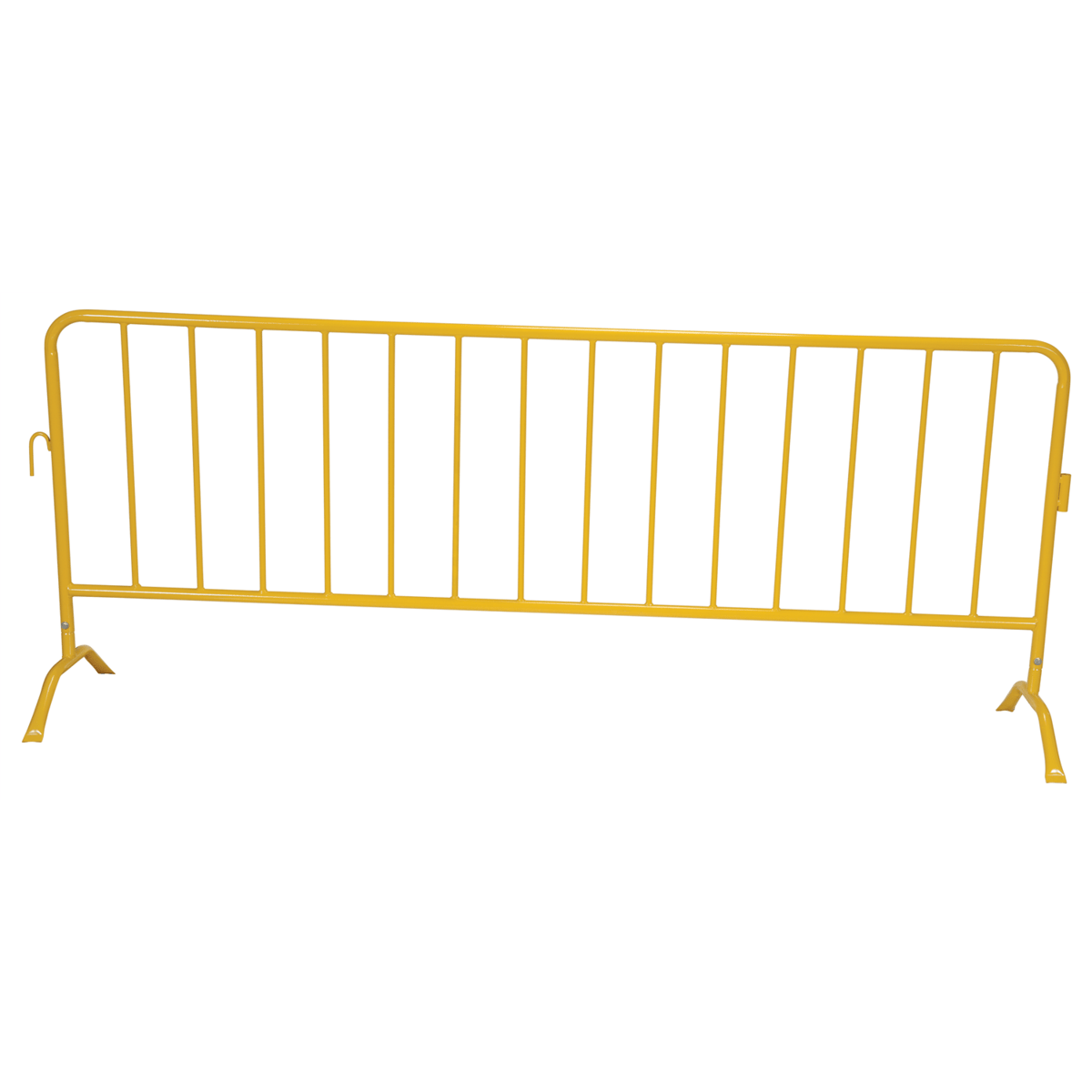 Vestil Steel Crowd Control Interlocking Barrier with Curved Feet 101-3/16 In. Len. Yel. PRAIL-102-Y
