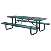 Vestil Steel Picnic Table Expanded Metal Top 30 In. x 96 In. Green PT-MX-3096-GN