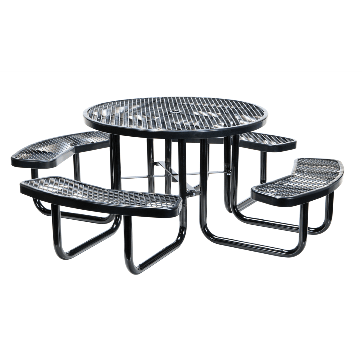 Vestil Steel Picnic Table Expanded Metal Round Top 46 In. x 46 In. Black PT-MX-RT-46-BK