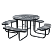 Vestil Steel Picnic Table Expanded Metal Round Top 46 In. x 46 In. Black PT-MX-RT-46-BK