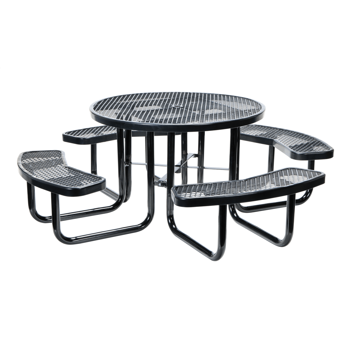 Vestil Steel Picnic Table Expanded Metal Round Top 46 In. x 46 In. Black PT-MX-RT-46-BK