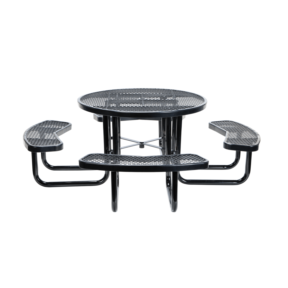 Vestil Steel Picnic Table Expanded Metal Round Top 46 In. x 46 In. Black PT-MX-RT-46-BK