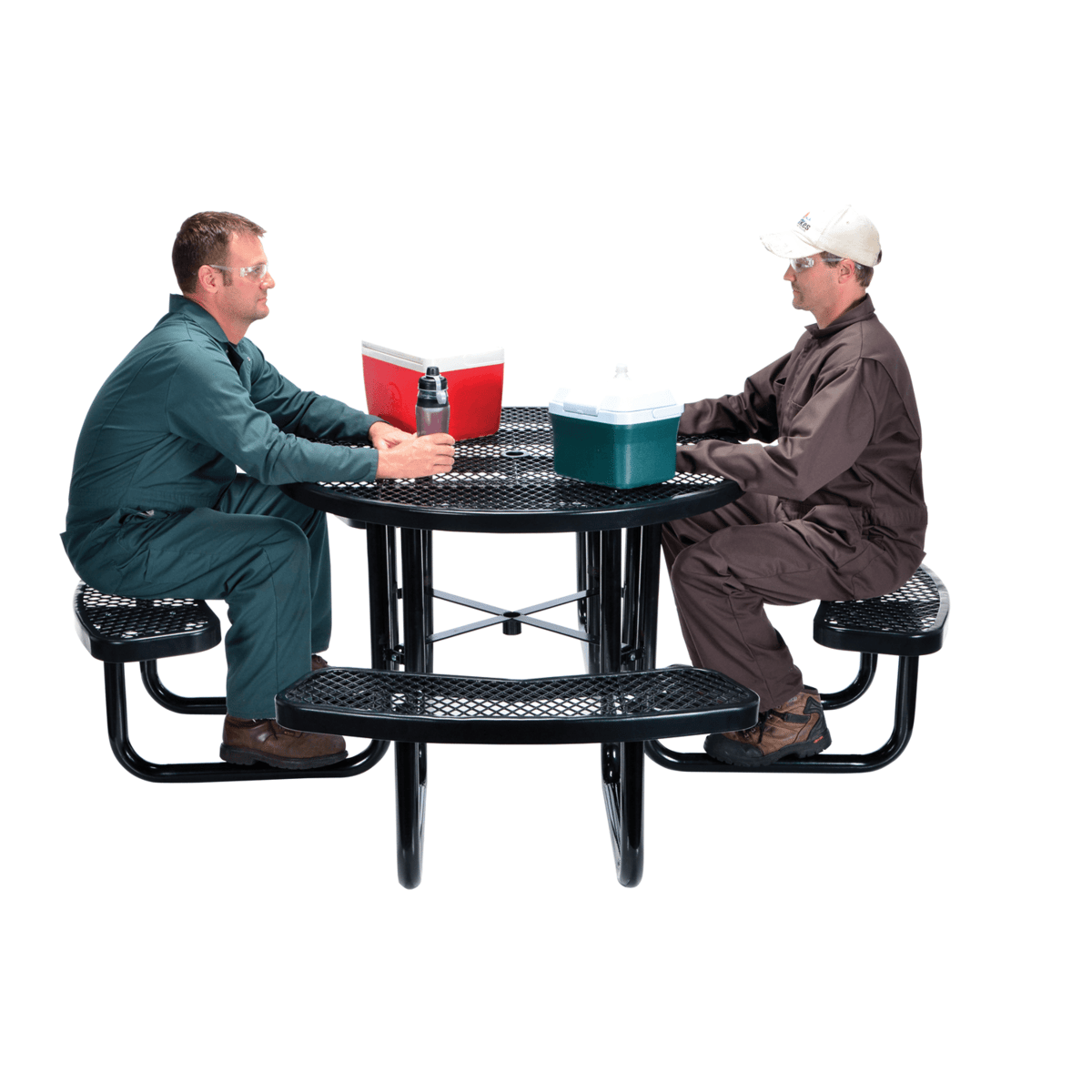 Vestil Steel Picnic Table Expanded Metal Round Top 46 In. x 46 In. Black PT-MX-RT-46-BK