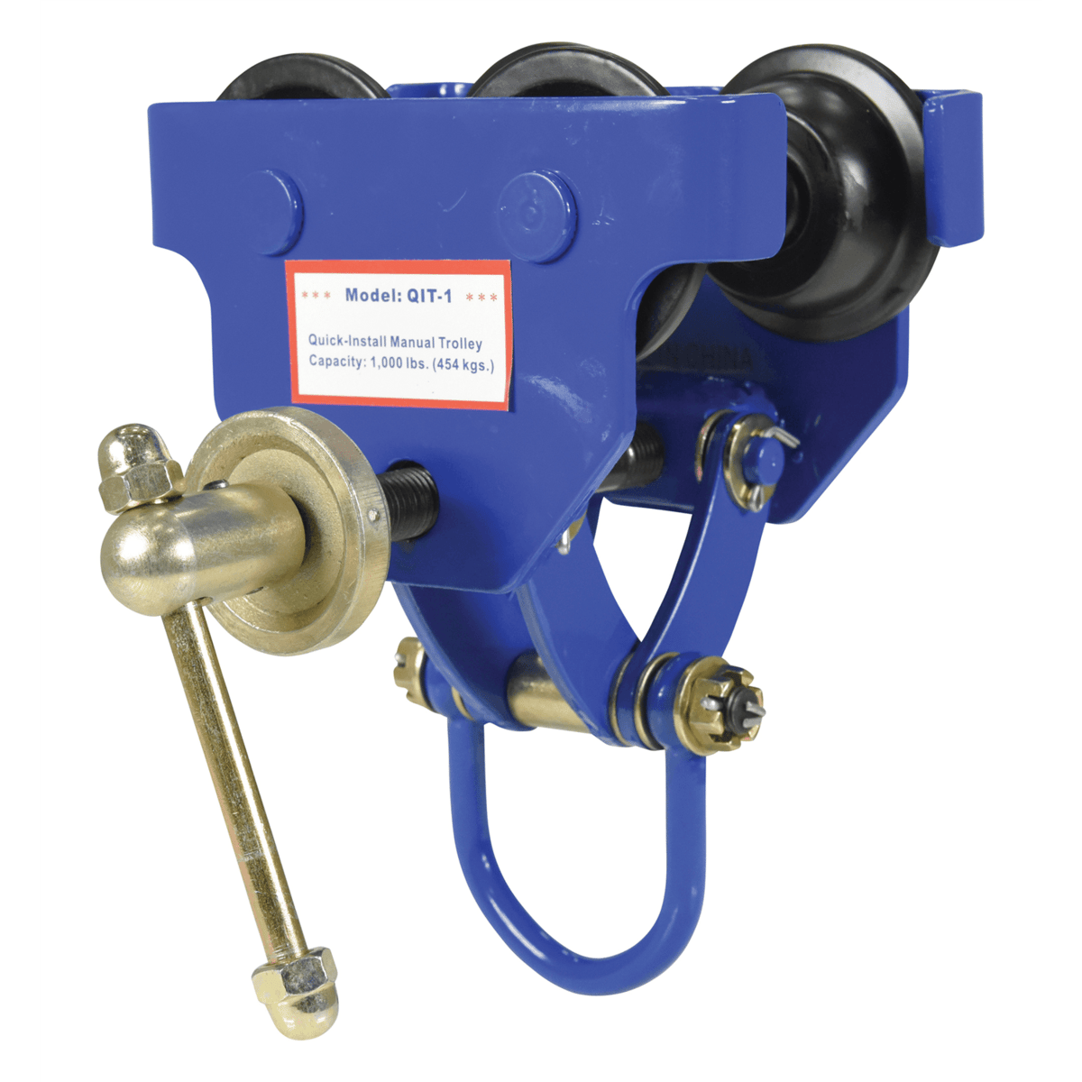 Vestil Steel Quick Install Manual Trolley 6-3/4 In. x 11-3/4 In. x 10-1/4 In. 1000 Lb. Blue QIT-1