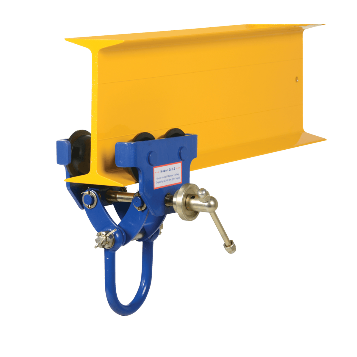 Vestil Steel Quick Install Manual Trolley 7 In. x 11-5/8 In. x 12 In. 2000 Lb. Capacity Blue QIT-2