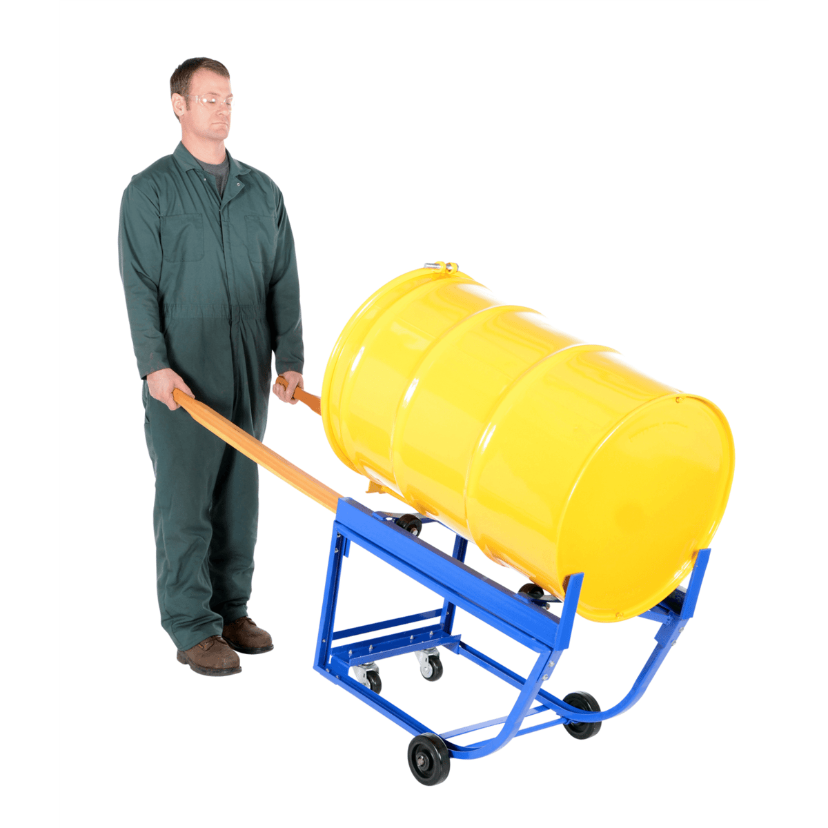 Vestil Steel Rotating Drum Cart w/ Wheels 42 In. x 19 In. x 27-1/2 In. 1000 Lb. Blue RDC-1000-5PO