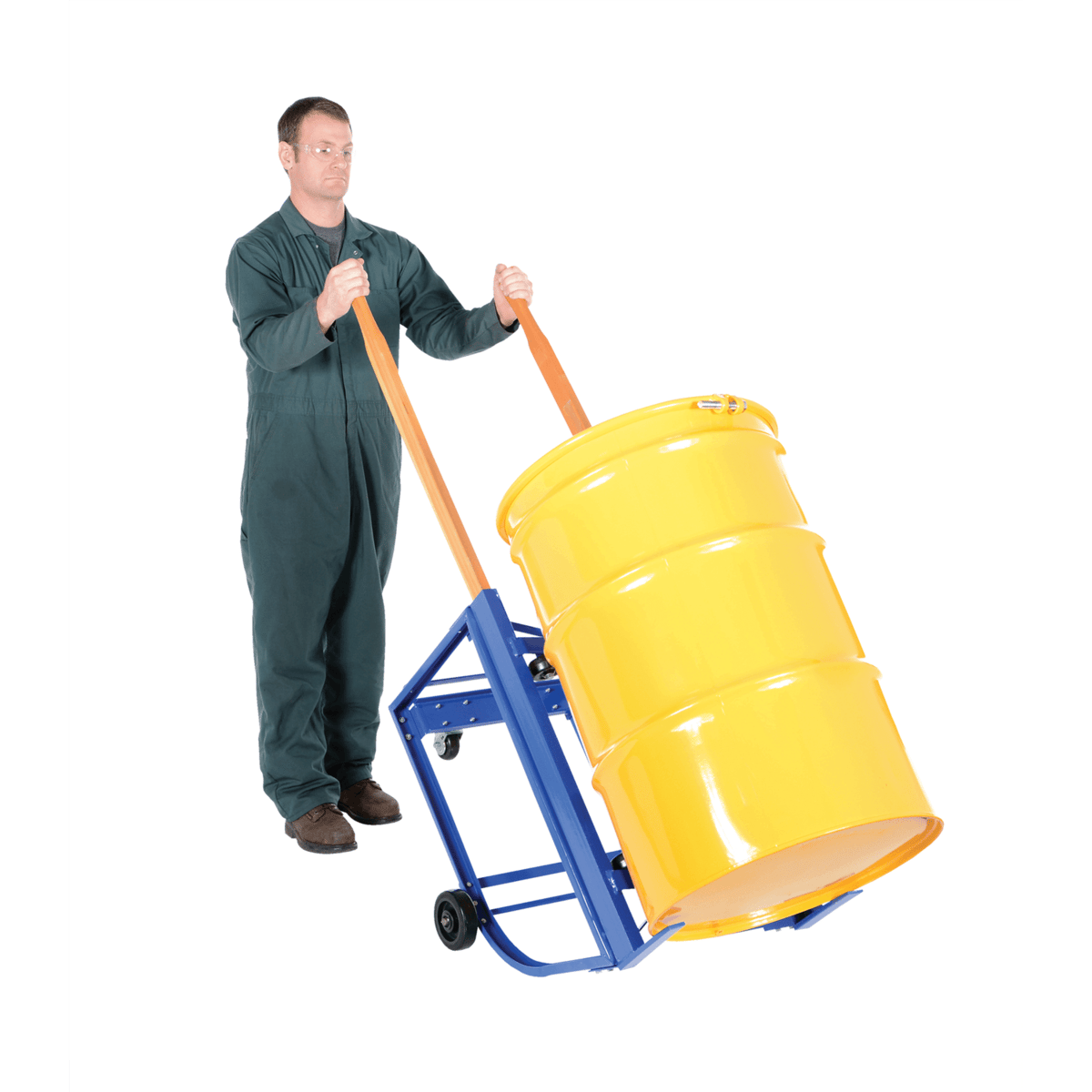 Vestil Steel Rotating Drum Cart w/ Wheels 42 In. x 19 In. x 27-1/2 In. 1000 Lb. Blue RDC-1000-5PO