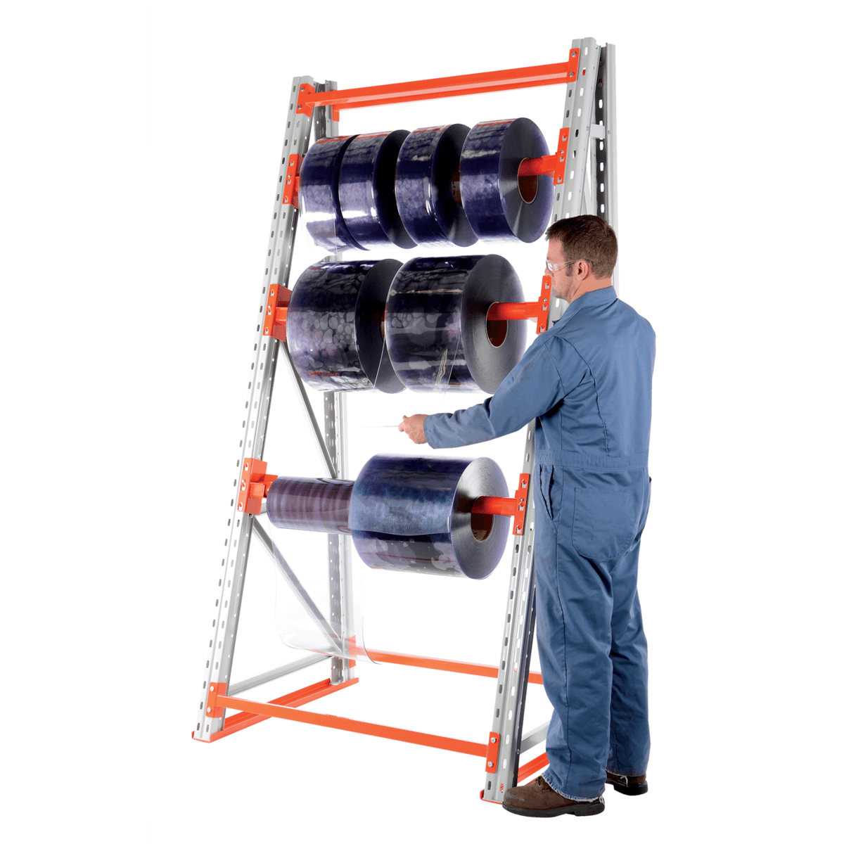 Vestil Steel Reel Rack Starter Kit 36 In. x 51-1/4 In. x 98-1/2 In. 6000 Lb. Wht/Orng/Blue RERC-438