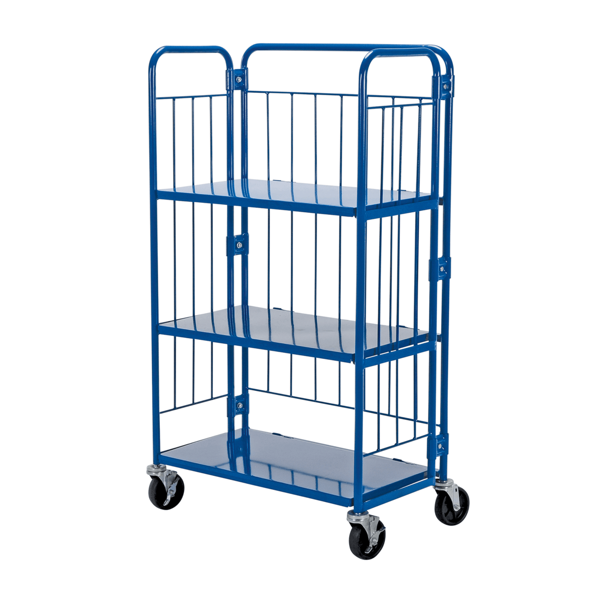 Vestil Steel Foldable/Nestable Roller Container 3 Shelf 18 In x 34 In x 59 In 990 Lb Blue ROL-1834-3