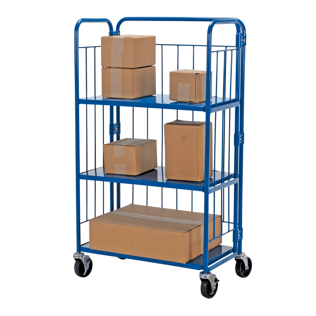 Vestil Steel Foldable/Nestable Roller Container 3 Shelf 18 In x 34 In x 59 In 990 Lb Blue ROL-1834-3