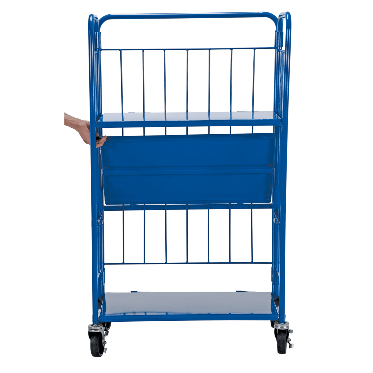 Vestil Steel Foldable/Nestable Roller Container 3 Shelf 18 In x 34 In x 59 In 990 Lb Blue ROL-1834-3