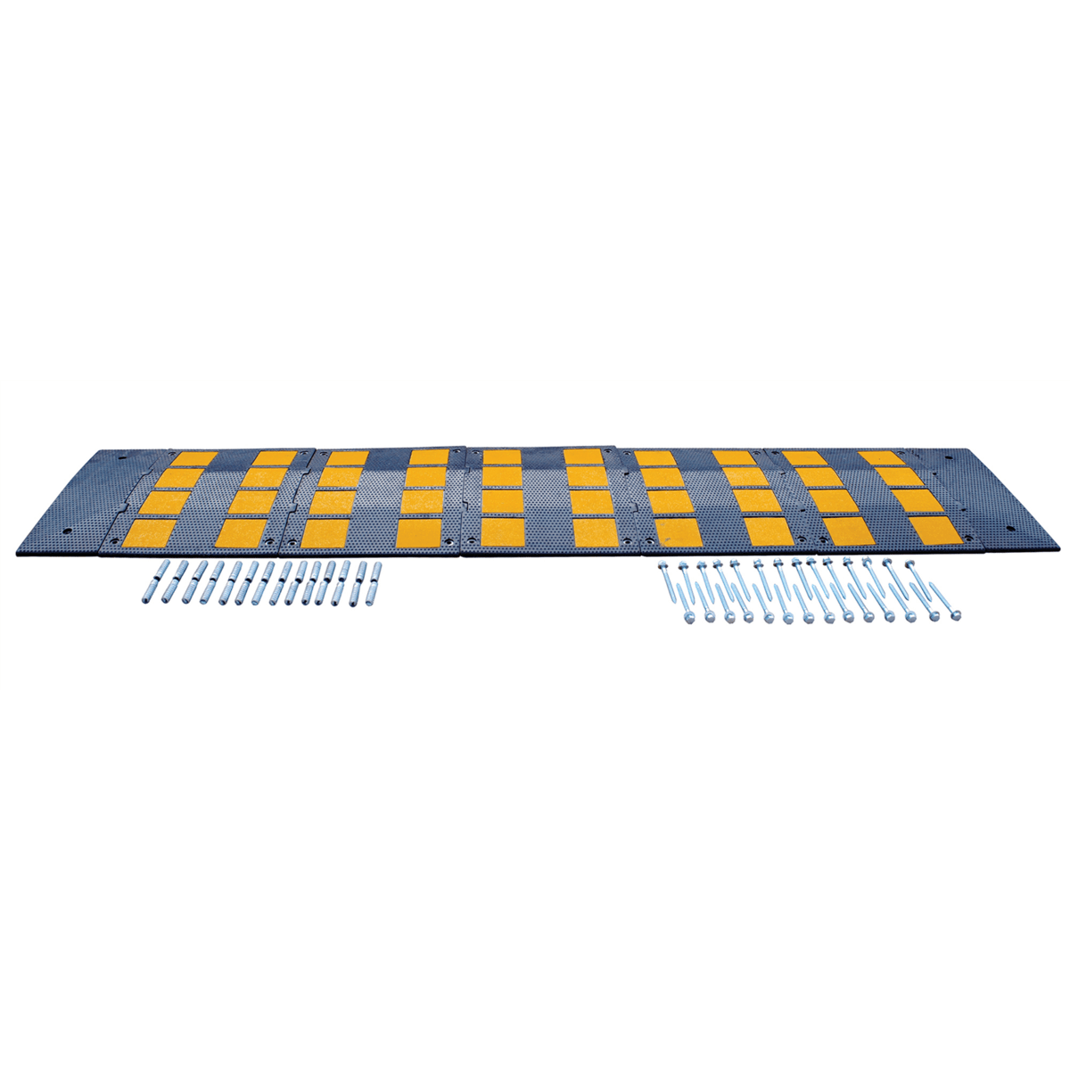 Vestil Rubber SpeedHumpConcrete Hardware 110-3/4In x 23-1/2In x 1-5/8In 40000Lb Blk/Yel RSH-108-24-C