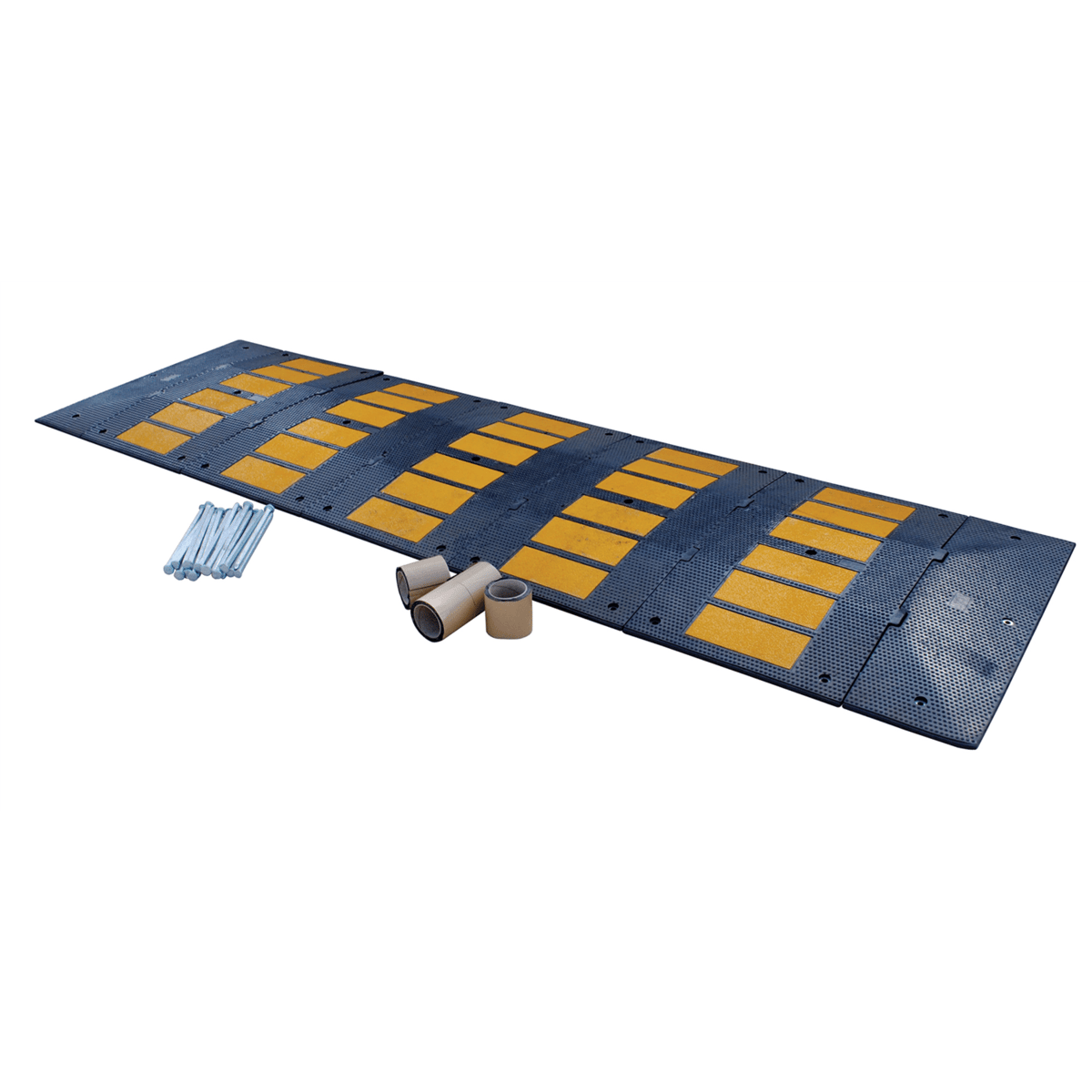 Vestil Rubber Speed Hump Asphalt Hardware 118-11/16 In. x 35-1/4 In. x 1-7/8 In. 60000 Lb. Blk/Yel