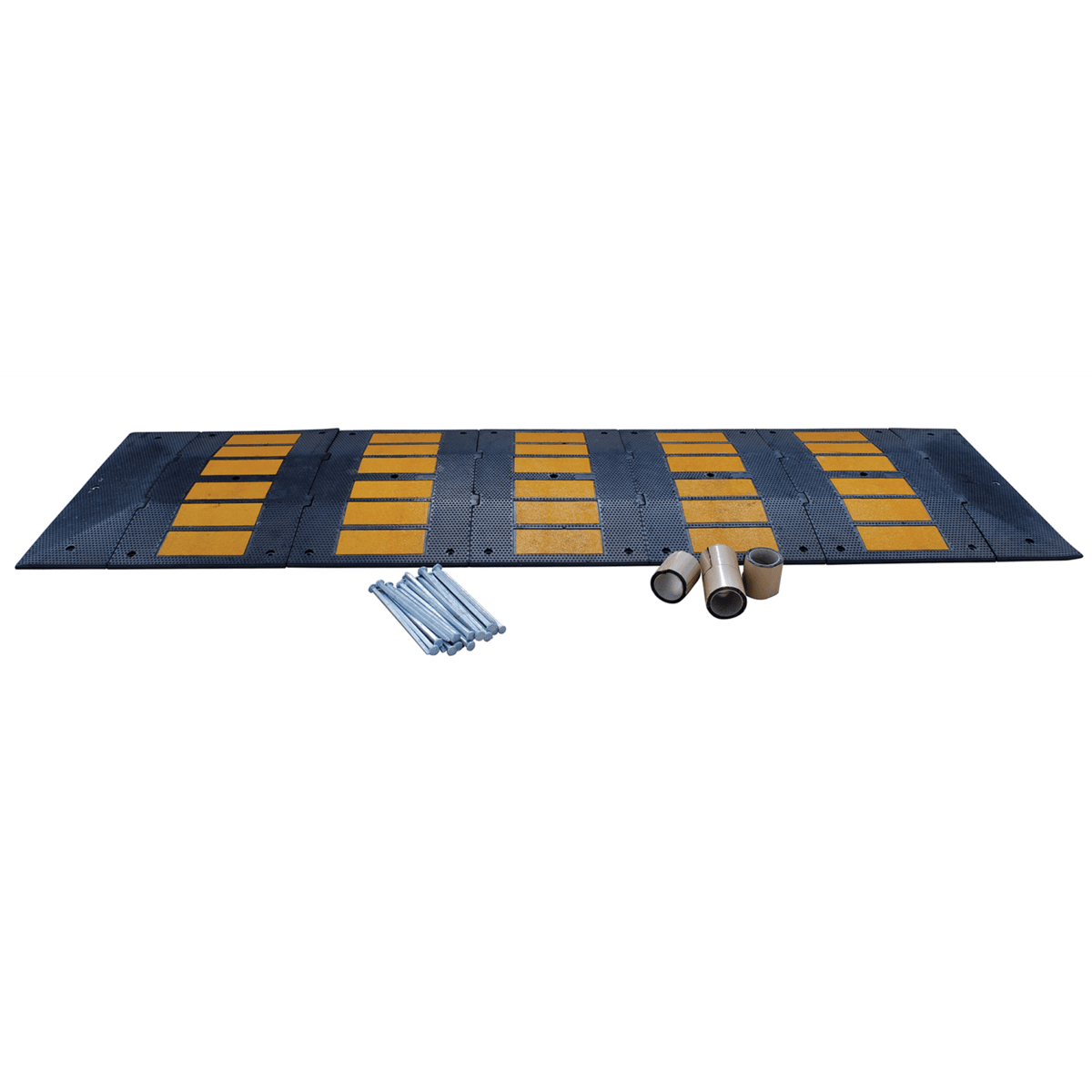 Vestil Rubber Speed Hump Asphalt Hardware 118-11/16 In. x 35-1/4 In. x 1-7/8 In. 60000 Lb. Blk/Yel