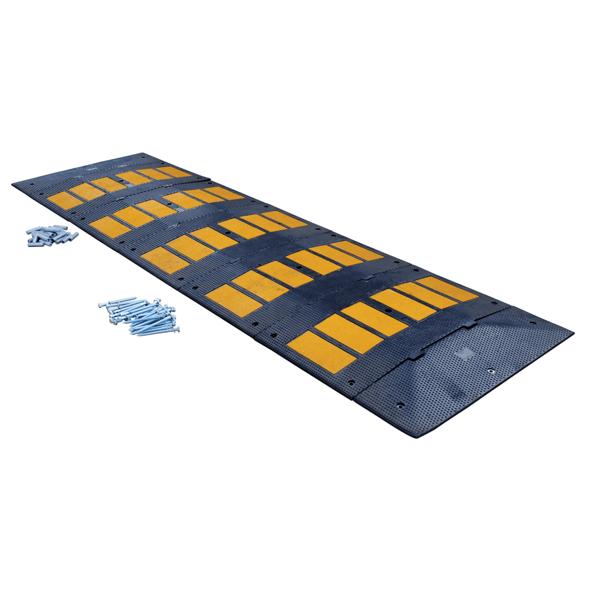 Vestil Rubber Speed Hump Concrete Hardware 118-11/16 In. x 35-1/4 In. x 1-7/8 In. 60000 Lb. Blk/Yel