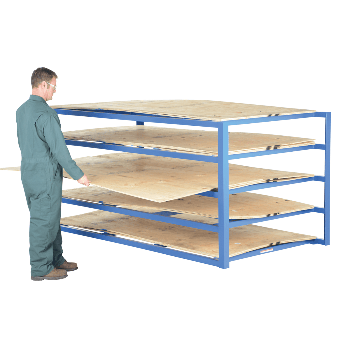 Vestil Steel Horizontal Sheet Rack 5 Shelves 102-3/4In x 54-1/2In x 48In 2,000Lb Cpty Per Shelf Blue