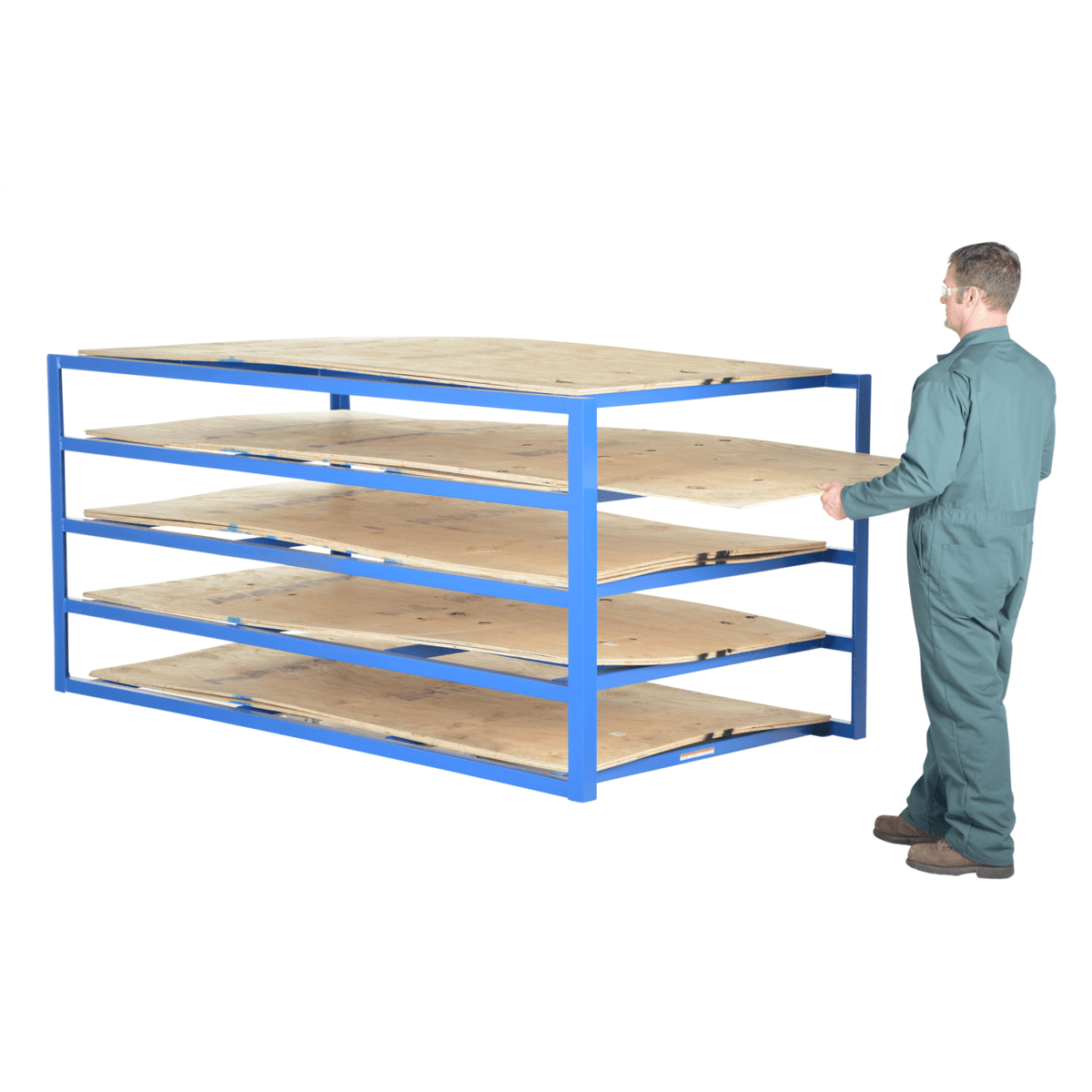 Vestil Steel Horizontal Sheet Rack 5 Shelves 102-3/4In x 54-1/2In x 48In 2,000Lb Cpty Per Shelf Blue