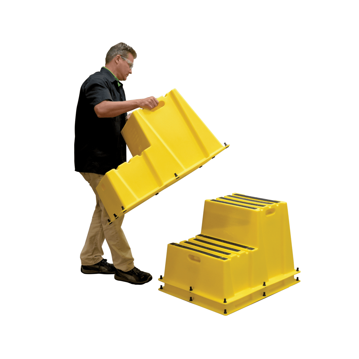 Vestil Polyethylene Nestable 2 Step 500 Lb. Capacity Yellow SPN-2-YL