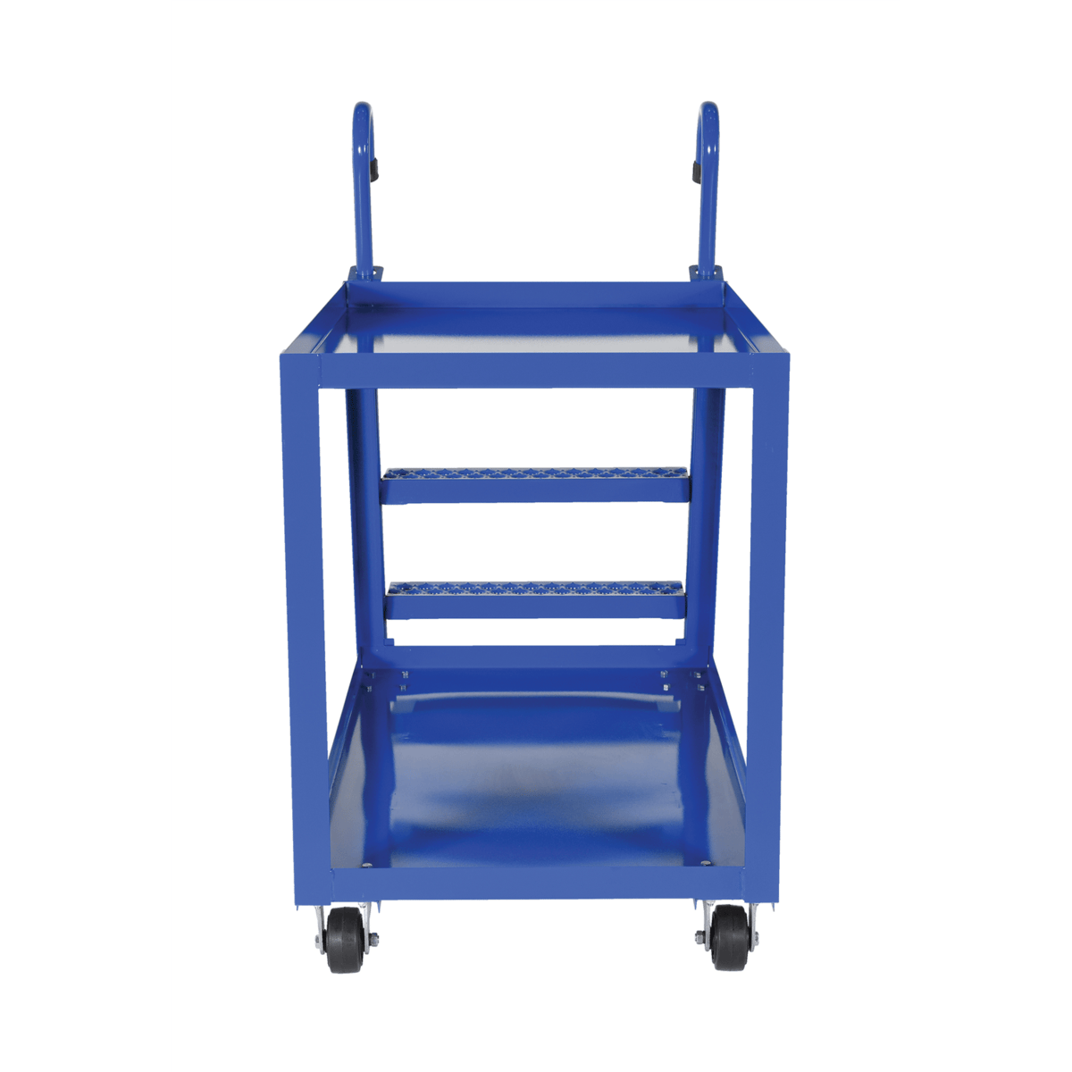 Vestil Steel Stock Picker 2 Shelf w/Mold On Rubber Casters 51-3/4Inx27-7/8Inx50-1/8In 1,000Lb Blue