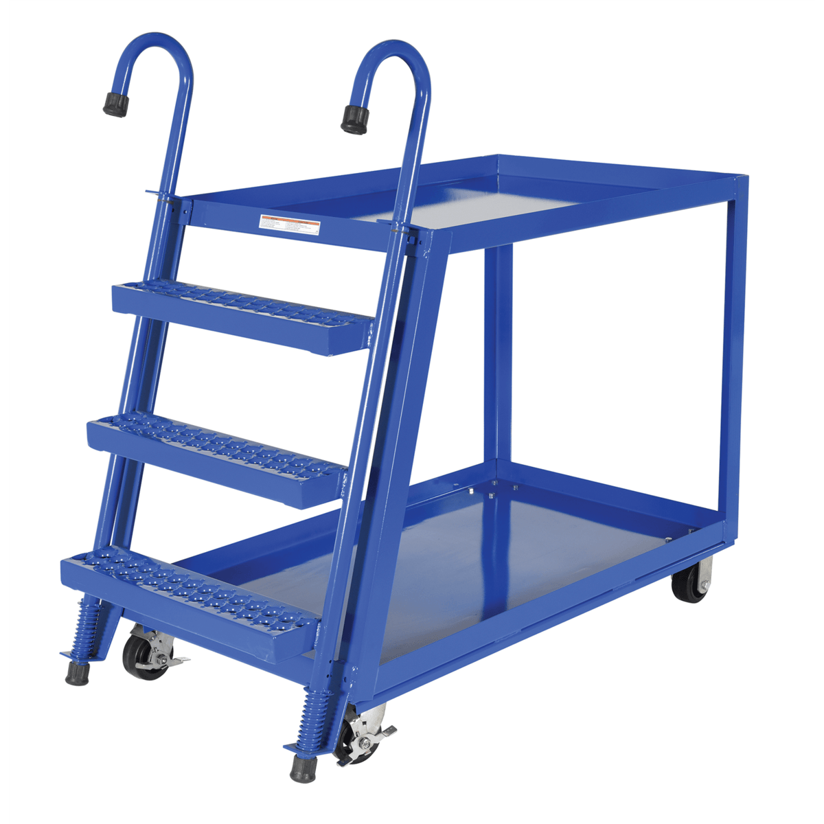 Vestil Steel Stock Picker 2 Shelf w/Mold On Rubber Casters 51-3/4Inx27-7/8Inx50-1/8In 1,000Lb Blue