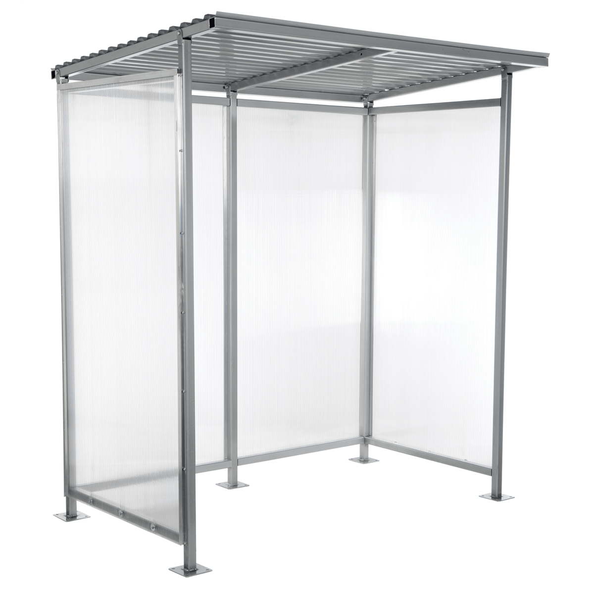 Vestil Steel Smoking Shelter Bus Stop 3-4 Person Capacity Silver SSH-7939-80