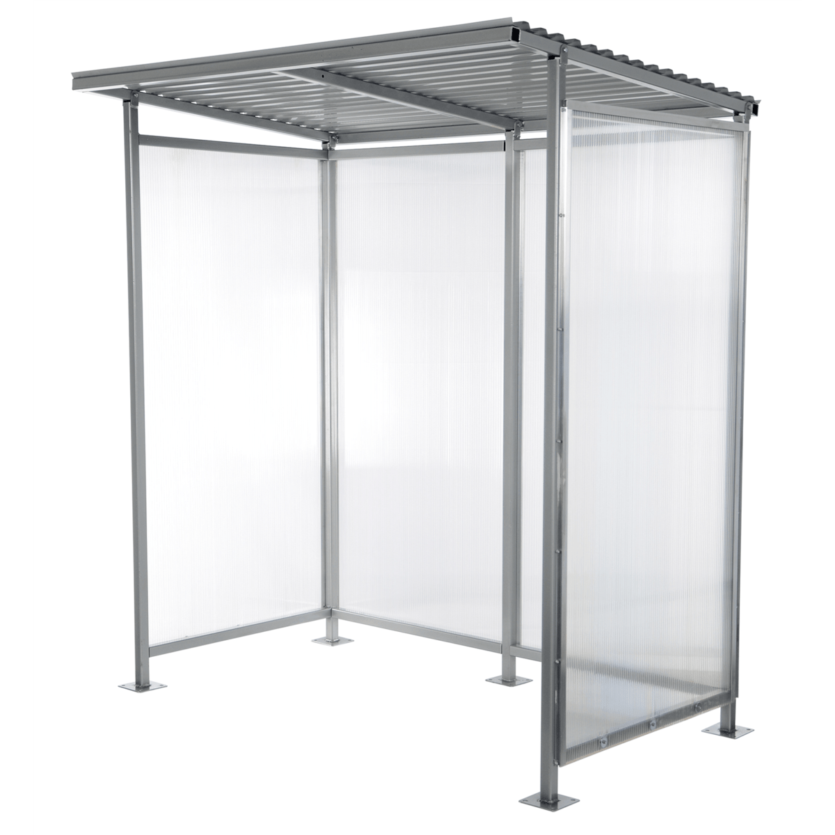 Vestil Steel Smoking Shelter Bus Stop 3-4 Person Capacity Silver SSH-7939-80