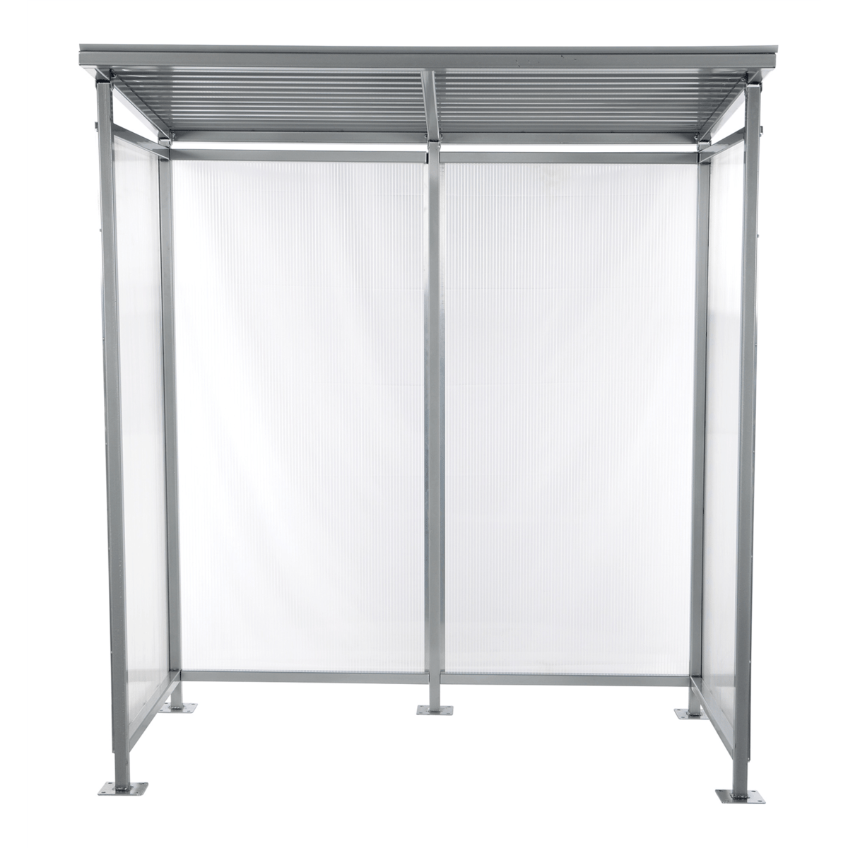 Vestil Steel Smoking Shelter Bus Stop 3-4 Person Capacity Silver SSH-7939-80