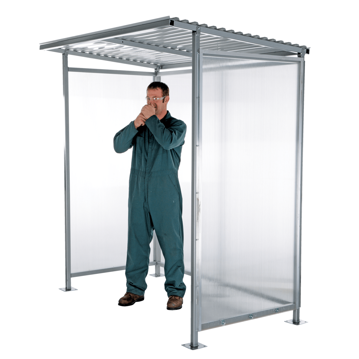 Vestil Steel Smoking Shelter Bus Stop 3-4 Person Capacity Silver SSH-7939-80