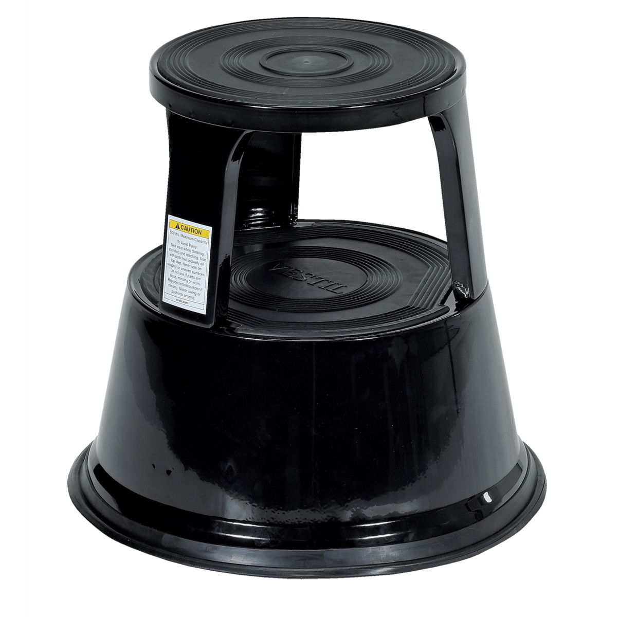 Vestil Steel Rolling Step Stool 17 In. Top Step Height 500 Lb. Capacity Black STEP-17-BK