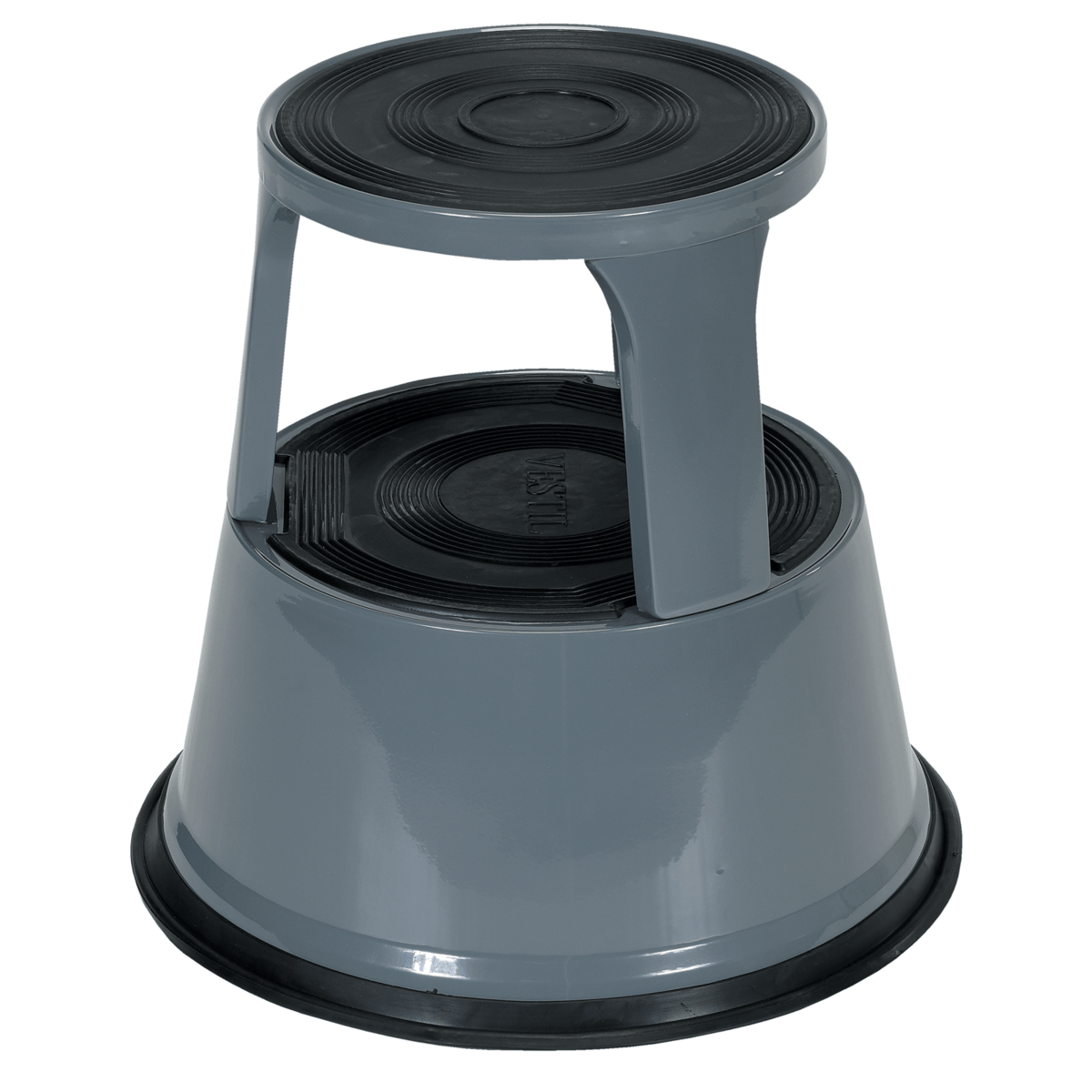 Vestil Steel Rolling Step Stool 17 In. Top Step Height 500 Lb. Capacity Gray STEP-17-GY
