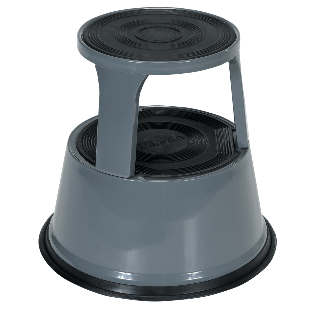 Vestil Steel Rolling Step Stool 17 In. Top Step Height 500 Lb. Capacity Gray STEP-17-GY