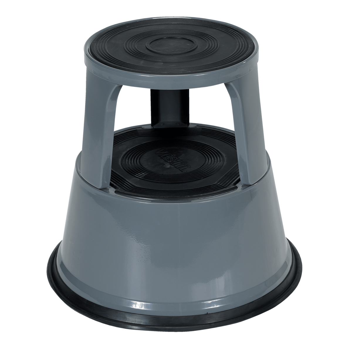 Vestil Steel Rolling Step Stool 17 In. Top Step Height 500 Lb. Capacity Gray STEP-17-GY