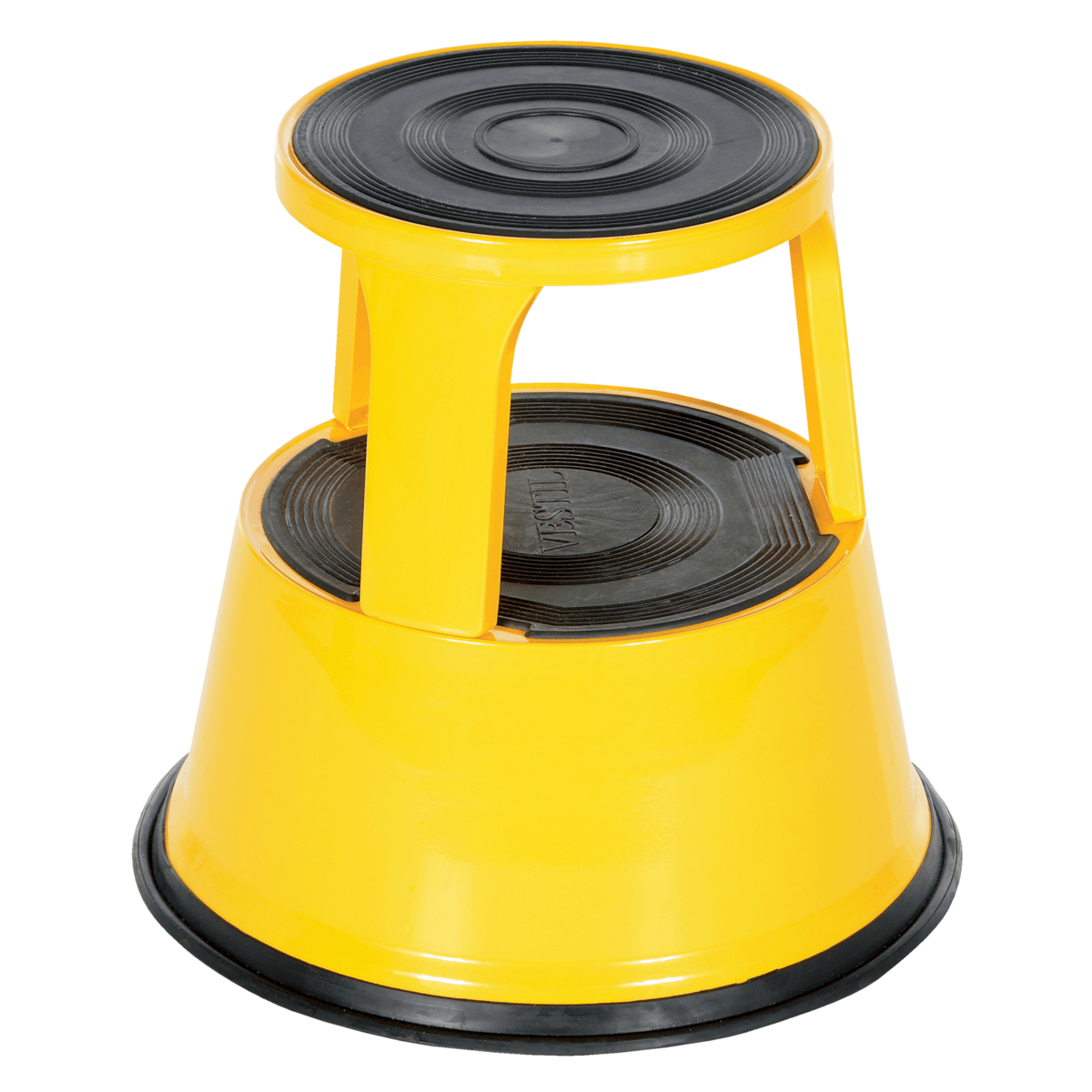 Vestil Steel Rolling Step Stool 17 In. Top Step Height 500 Lb. Capacity Yellow STEP-17-Y